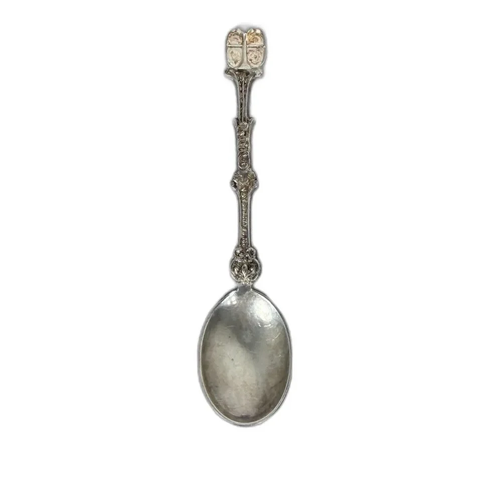 Silver Plates Baby Spoon Made in Holland Antique Vintage Figural Clog